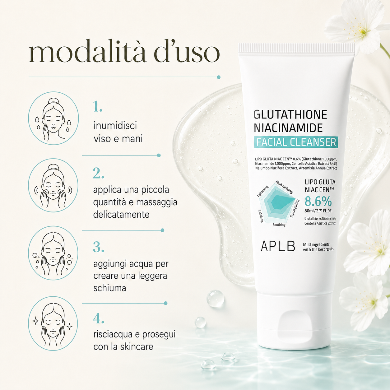 APLB – Glutathione Niacinamide Facial Cleanser - immagine 3