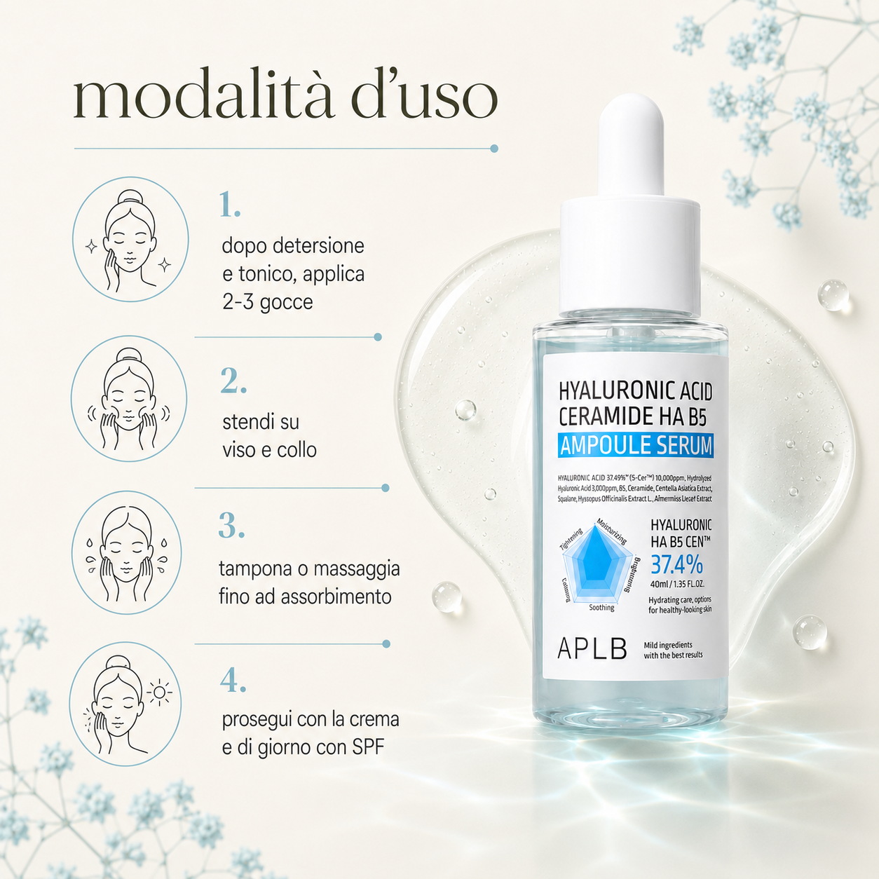 APLB – Hyaluronic Acid Ceramide HA B5 Ampoule Serum - immagine 3