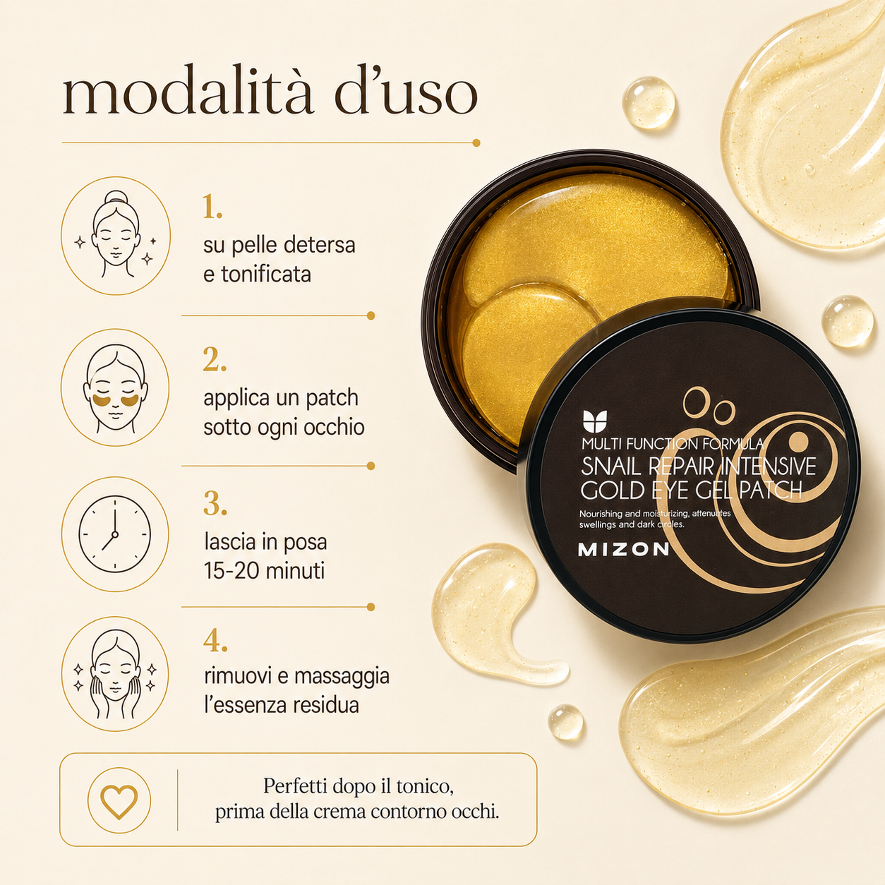 Mizon – Snail Repair Intensive Gold Eye Gel Patch - immagine 3