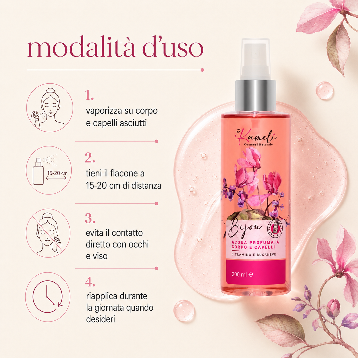 Kamelì - Bijou Acqua Profumata Corpo e Capelli Ciclamino e Bucaneve - immagine 3