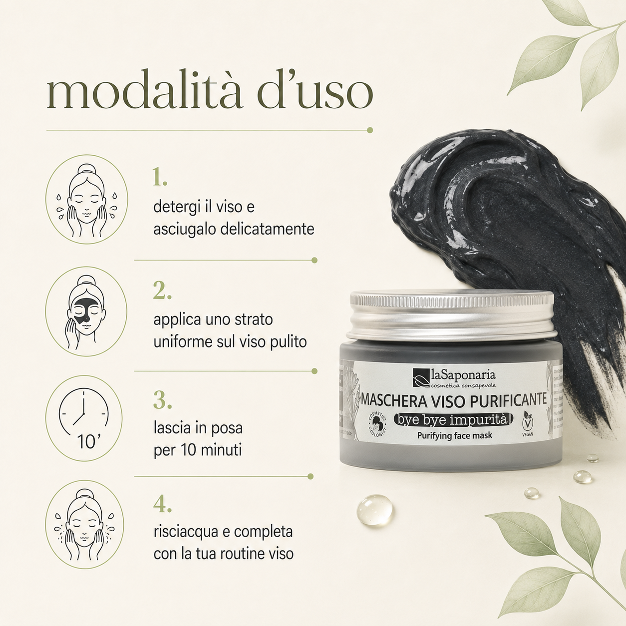 La Saponaria – Bye Bye Impurità-Maschera Viso Purificante - immagine 3