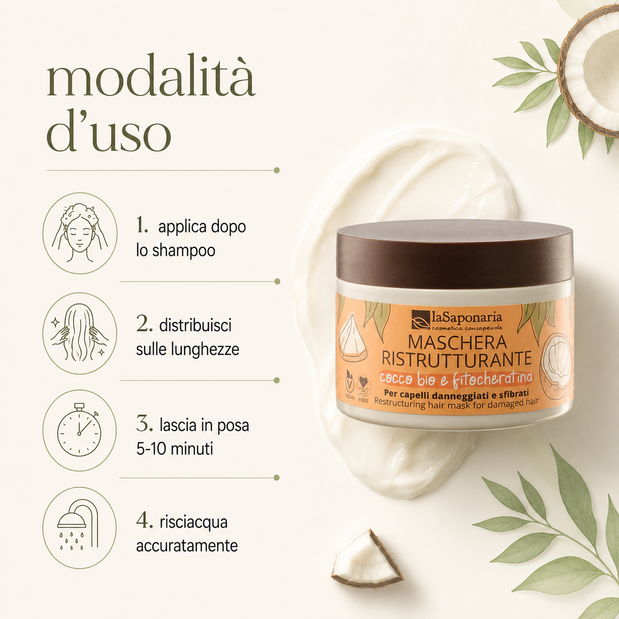 La Saponaria – Maschera Capelli Ristrutturante - immagine 3