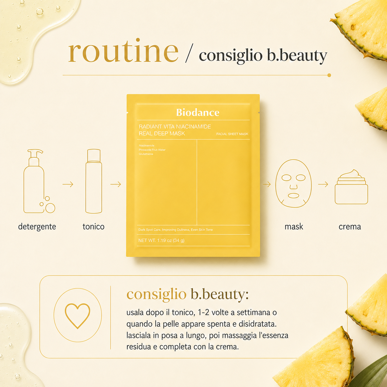 Biodance – Radiant Vita Niacinamide Real Deep Mask (pack da 4 maschere) - immagine 4