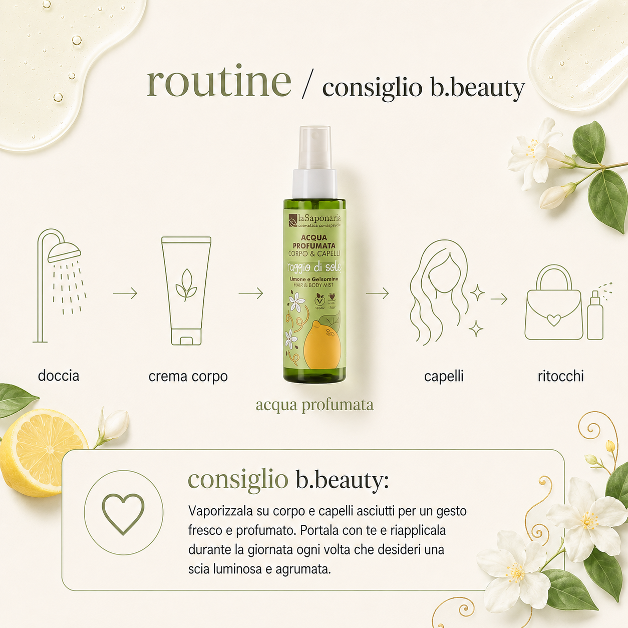 La Saponaria – Raggio di Sole-Acqua Profumata Corpo e Capelli - immagine 4