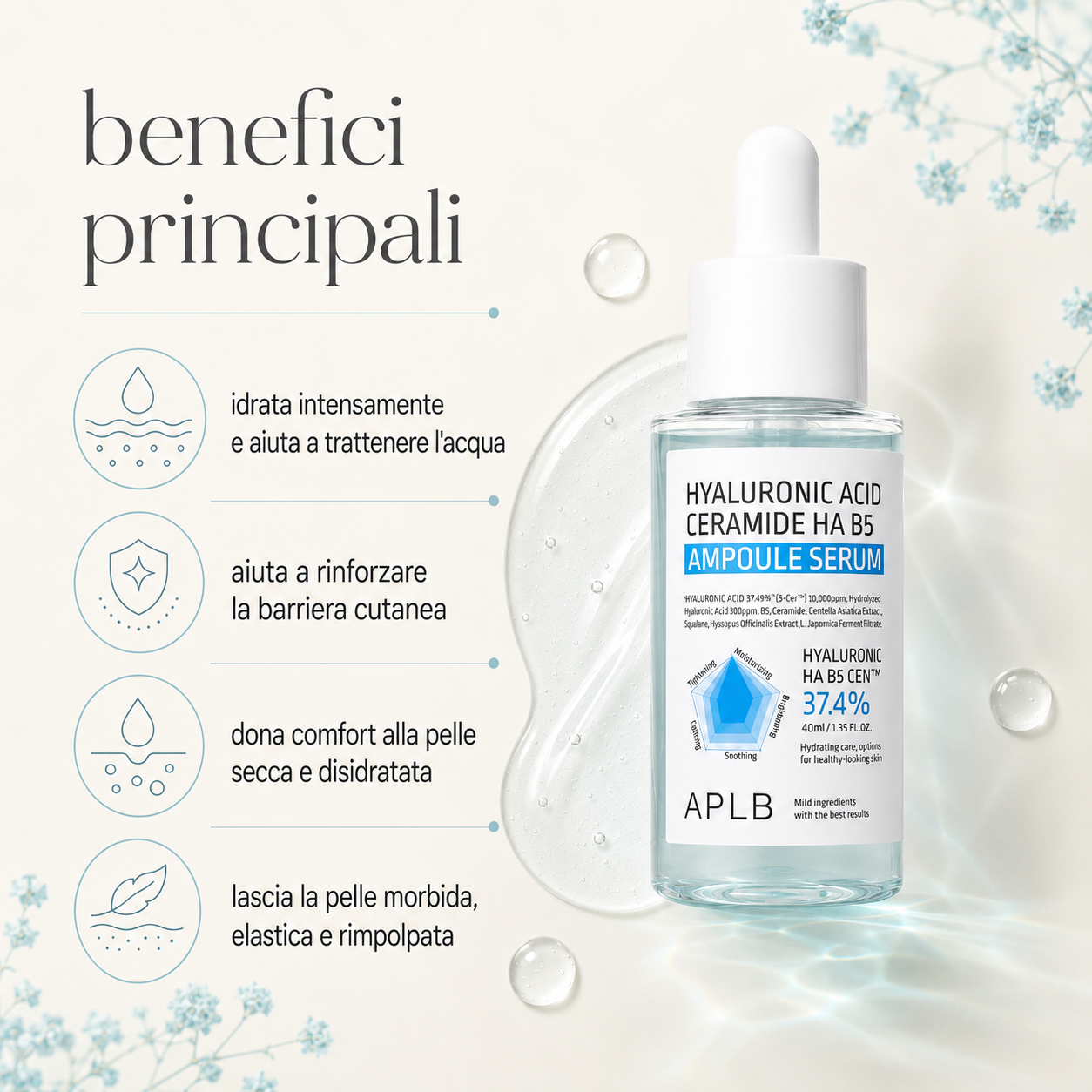 APLB – Hyaluronic Acid Ceramide HA B5 Ampoule Serum - immagine 2