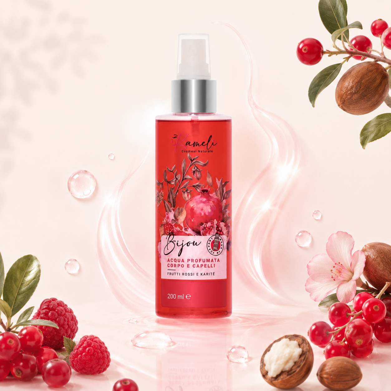 Kamelì - Bijou Acqua Profumata Corpo e Capelli Frutti Rossi e Karitè