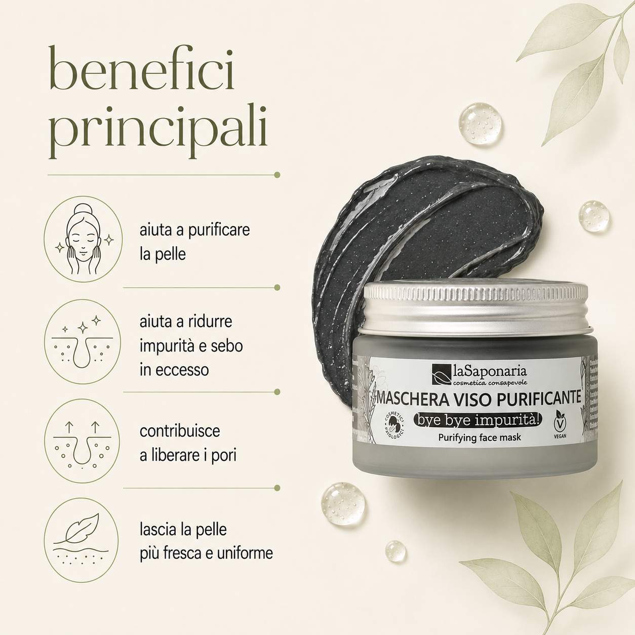 La Saponaria – Bye Bye Impurità-Maschera Viso Purificante - immagine 2