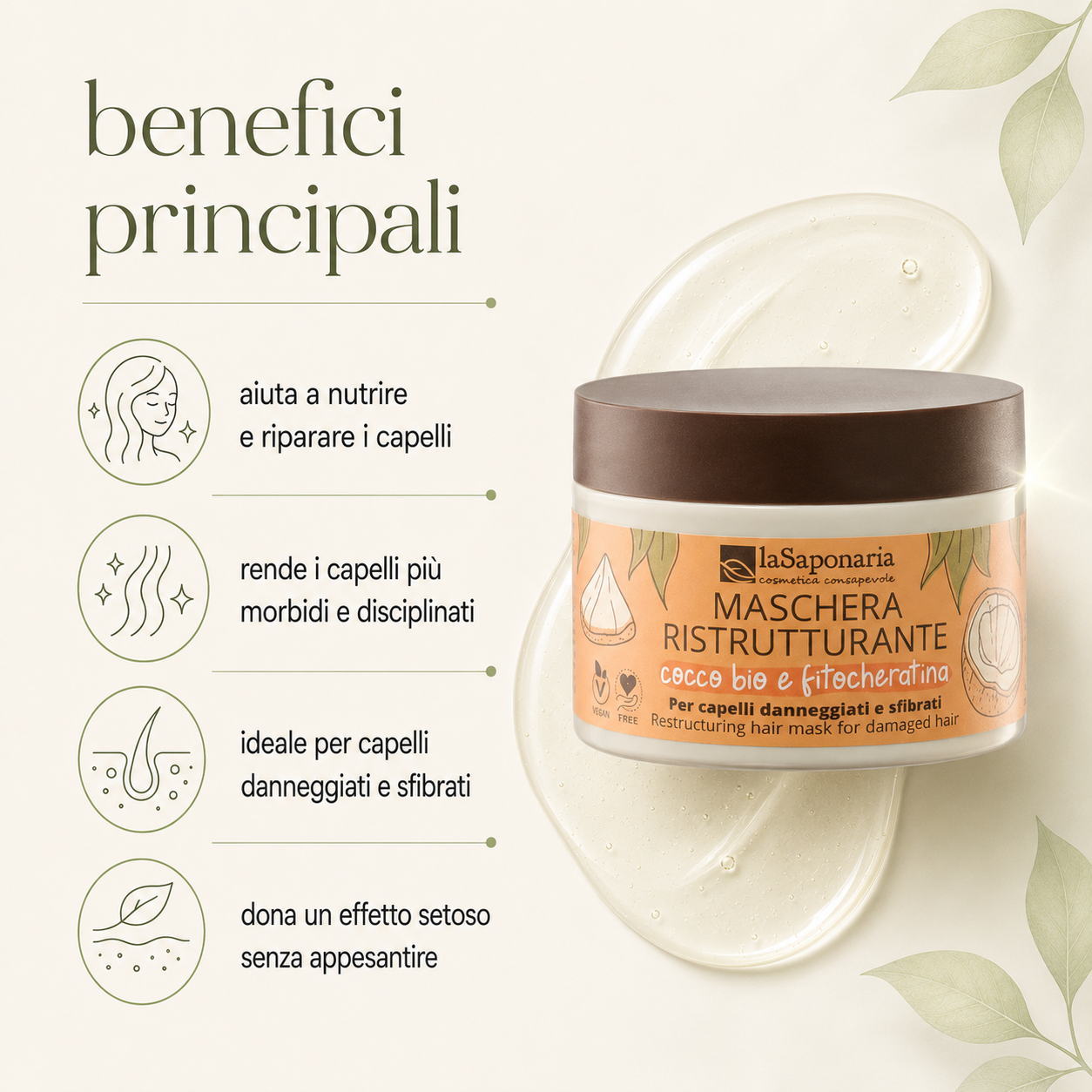 La Saponaria – Maschera Capelli Ristrutturante - immagine 2